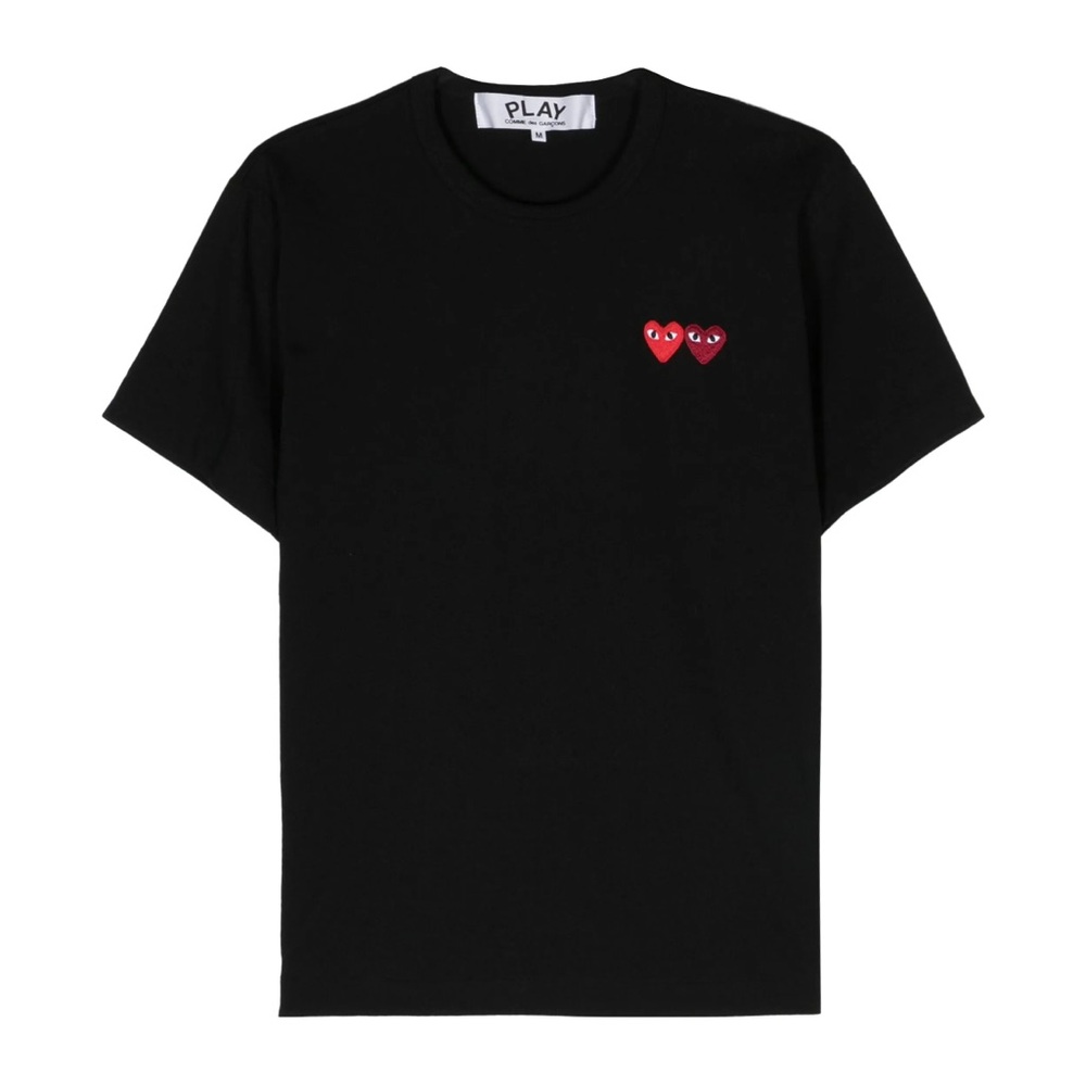 Comme des Garcons Black Tee with Red Hearts